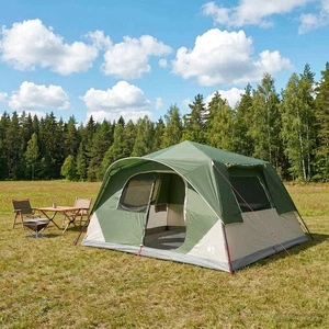 Палатка за 10 души 365x280x200 см, полиестер и стомана, зелена