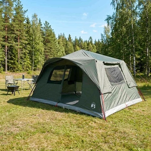 Палатка за 10 души 365x280x200 см, полиестер и стомана, военнозелена