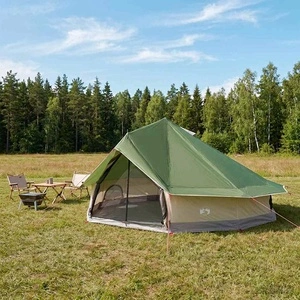 Палатка тип типи за 20 човека, 800x800x430 см, полиестер и стомана, зелена
