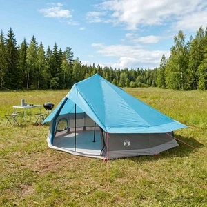 Палатка тип типи за 20 души, 800x800x430 см, полиестер и стомана, синя