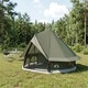 Палатка Типи 4-местна с Покрив, Военнозелено, 250 x 250 см, Полиестер и Стомана