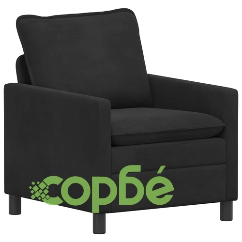Едноместен диван от кадифе в черно, 76 x 81 x 87,5 см ➤ топ цена ➤ sorbe.bg