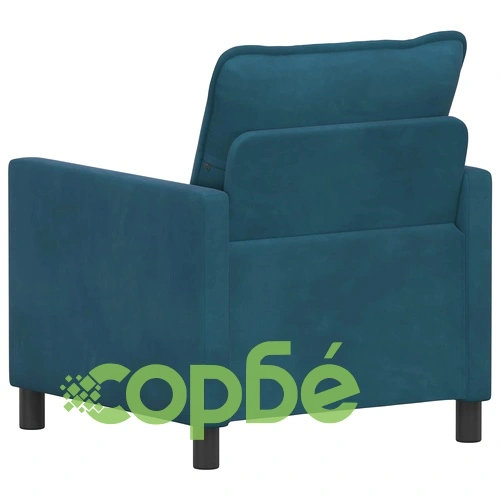 Едноместен диван от кадифе в синьо, 76 x 81 x 87,5 см ➤ топ цена ➤ sorbe.bg