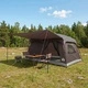 Семейна палатка за 10 души 420 x 305 x 200 см Кафяво-сиво Полиестер и стомана