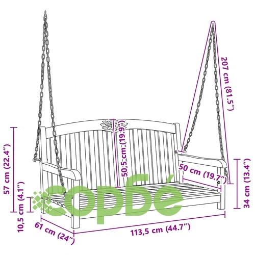 Люлееща се пейка от масивно тиково дърво 114 x 61 x 61,5 см ➤ топ цена ➤ sorbe.bg