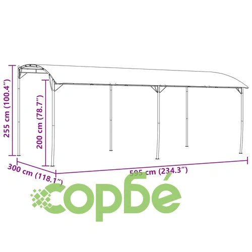 Шатра 6 x 3 x 2,55 m - Зелена, Стомана с прахово покритие и Полиестерен плат 180 gsm ➤ топ цена ➤ sorbe.bg