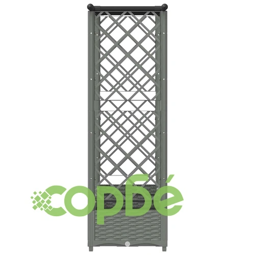 Повдигнато градинско легло с решетка и покрив, полипропилен, 203 x 40 x 121 см, Светлосиво ➤ топ цена ➤ sorbe.bg