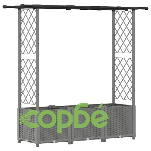 Повдигната градинска леха с решетка и покрив, полипропилен, 162,5 x 40 x 136 см, Светлосиво ➤ топ цена ➤ sorbe.bg