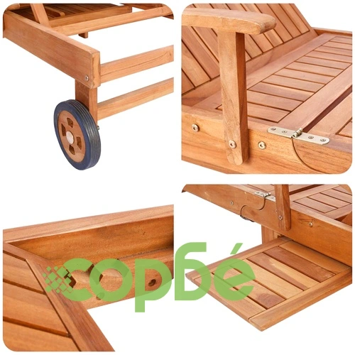 Шезлонг от масивно тиково дърво 195x68x30 см, кафяв ➤ топ цена ➤ sorbe.bg