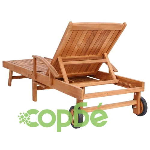 Шезлонг от масивно тиково дърво 195x68x30 см, кафяв ➤ топ цена ➤ sorbe.bg