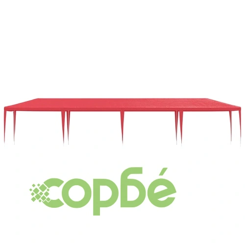 Парти шатра Червено 1200 x 300 x 255 см Полиетилен и стомана ➤ топ цена ➤ sorbe.bg