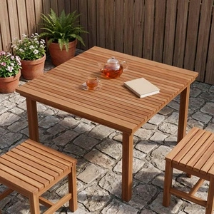 Плот за маса 90 x 90 x 3,5 см, квадратен, масивно тиково дърво