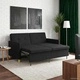 Разтегателен диван с матрак от текстил, черен, 154 x 94,5 x 80,5 см