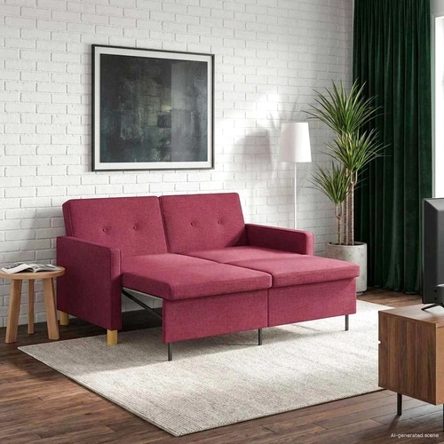 Разтегателен диван с матрак от текстил, виненочервен, 154 x 94,5 x 80,5 см ➤ топ цена ➤ sorbe.bg