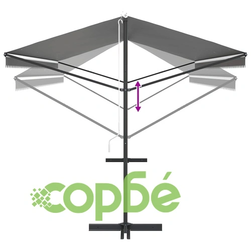 Самостоятелен сенник 6 x 3 m, полиестер с PU покритие - сив ➤ топ цена ➤ sorbe.bg