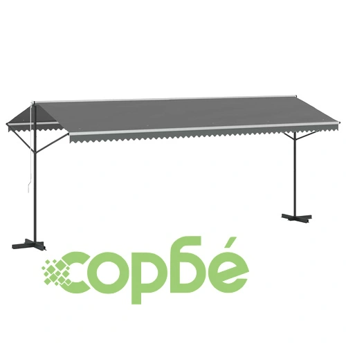 Самостоятелен сенник 6 x 3 m, полиестер с PU покритие - сив ➤ топ цена ➤ sorbe.bg