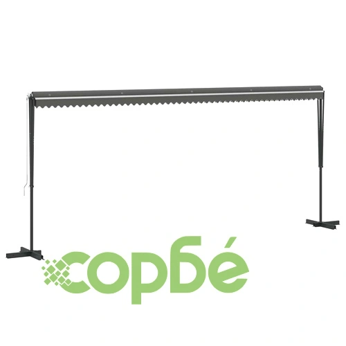 Самостоятелен сенник 6 x 3 m, полиестер с PU покритие - сив ➤ топ цена ➤ sorbe.bg