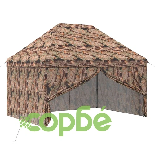 Поп-ъп шатра с 4 странични стени 3 x 4,5 м, горски камуфлаж ➤ топ цена ➤ sorbe.bg