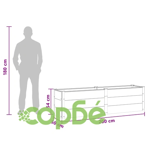 Градинска повдигната леха от WPC и алуминий, Кафява, 200 x 50 x 54 см ➤ топ цена ➤ sorbe.bg