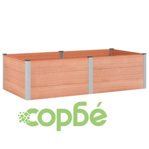 Градинска повдигната леха от WPC и алуминий, Кафяво, 200 x 100 x 54 см ➤ топ цена ➤ sorbe.bg