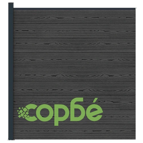 Комплект ограда 175 x 186 см, WPC и алуминий, Черно ➤ топ цена ➤ sorbe.bg
