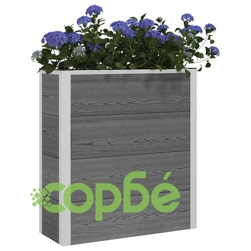 Градинска повдигната леха, Сиво, WPC и алуминий, 75 x 30 x 82 см ➤ топ цена ➤ sorbe.bg