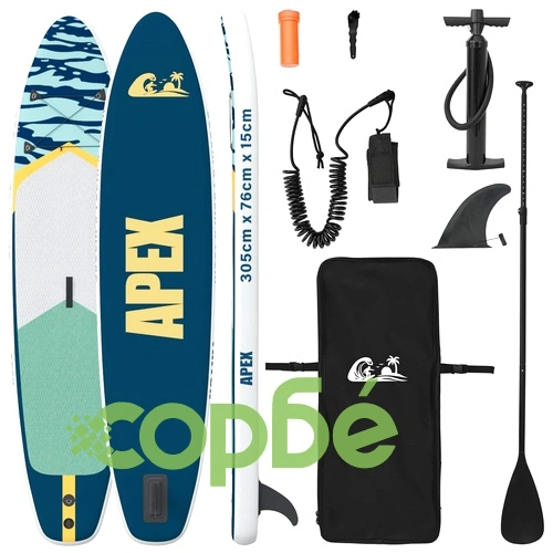 Надуваема дъска за сърф SUP APEX 305 x 76 x 15 см, ПВЦ, Синьо ➤ топ цена ➤ sorbe.bg