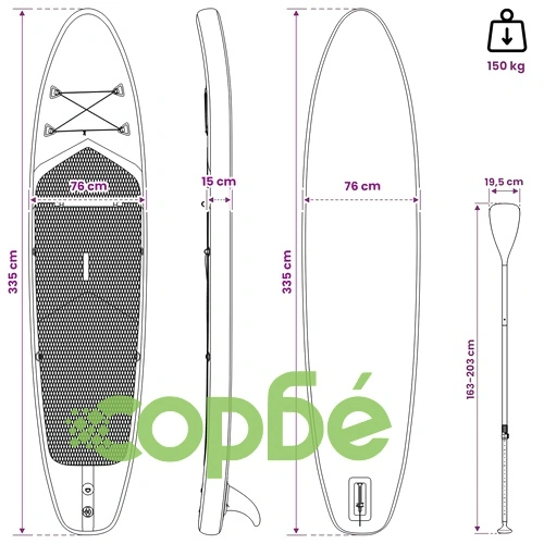 Надуваемо SUP дъно за стоене POSEIDON 335 x 76 x 15 см, ПВЦ ➤ топ цена ➤ sorbe.bg