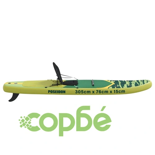 SUP дъска с седалка 2 в 1 POSEIDON 305 x 76 x 15 см, PVC, Зелена ➤ топ цена ➤ sorbe.bg
