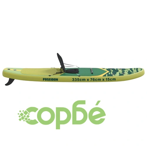 SUP дъска с馋седалка 2 в 1 POSEIDON 335 x 76 x 15 см, PVC, Зелена ➤ топ цена ➤ sorbe.bg