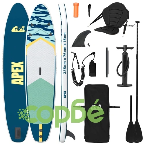 SUP дъска с място 2 в 1 APEX 335 x 76 x 15 см, PVC, тъмносиня ➤ топ цена ➤ sorbe.bg