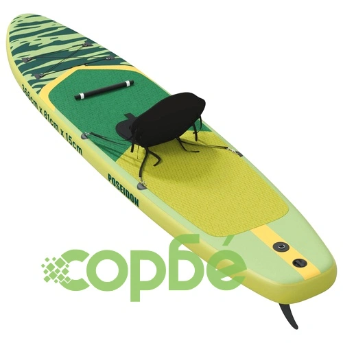 SUP дъска сięsedalka 2 в 1 Poseidon от PVC 366 x 81 x 15 см, Зелена ➤ топ цена ➤ sorbe.bg