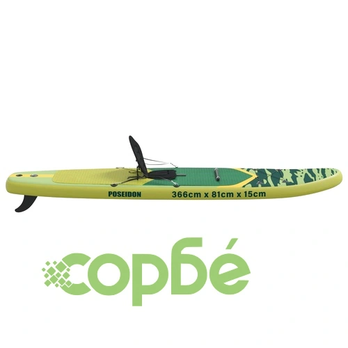 SUP дъска сięsedalka 2 в 1 Poseidon от PVC 366 x 81 x 15 см, Зелена ➤ топ цена ➤ sorbe.bg