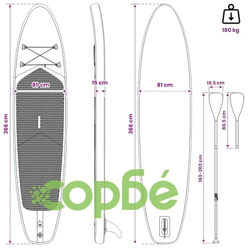 SUP дъска със седалка 2 в 1 TRITON, PVC, 366 x 81 x 15 см, Синя ➤ топ цена ➤ sorbe.bg