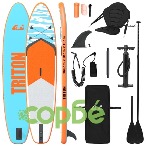 SUP дъска със седалка 2 в 1 TRITON, PVC, 366 x 81 x 15 см, Синя ➤ топ цена ➤ sorbe.bg