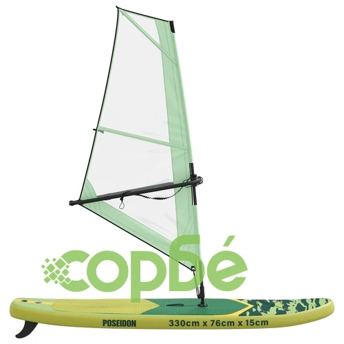 Надуваем SUP борд с платно POSEIDON, PVC, 330 x 76 x 15 см, Зелен ➤ топ цена ➤ sorbe.bg