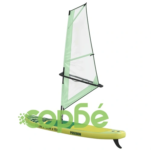 Надуваем SUP борд с платно POSEIDON, PVC, 330 x 76 x 15 см, Зелен ➤ топ цена ➤ sorbe.bg