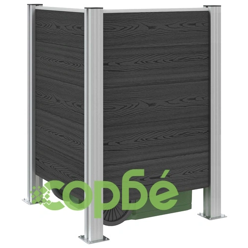 Оградка за кошче за боклук Сиво 85 x 85 x 115 см Алуминий и WPC ➤ топ цена ➤ sorbe.bg