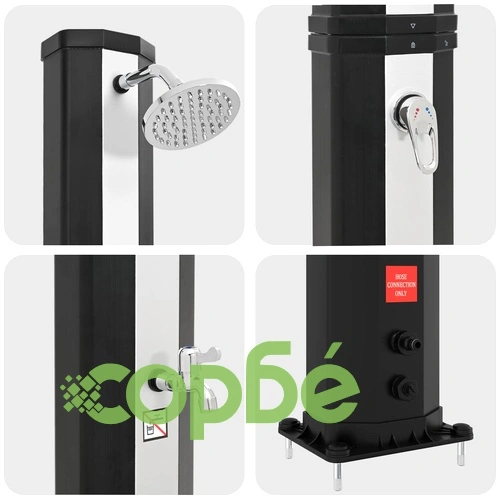 Соларен душ с душ-глава и кран 40 л, PVC/ABS/Цинкова сплав, 217 см ➤ топ цена ➤ sorbe.bg