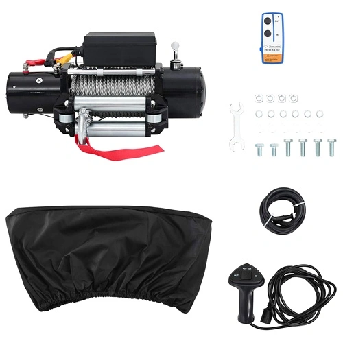 Електрическа лебедка 12V, 5909 кг, въже 26 м, ПВЦ калъф, Черна ➤ топ цена ➤ sorbe.bg