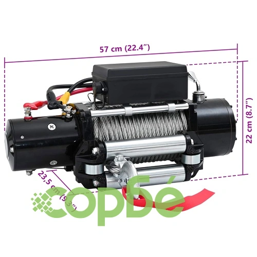 Електрическа лебедка 12V, 5909 кг, въже 26 м, ПВЦ калъф, Черна ➤ топ цена ➤ sorbe.bg