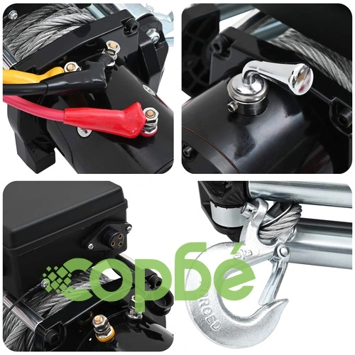 Електрическа лебедка 12V, 5909 кг, въже 26 м, ПВЦ калъф, Черна ➤ топ цена ➤ sorbe.bg