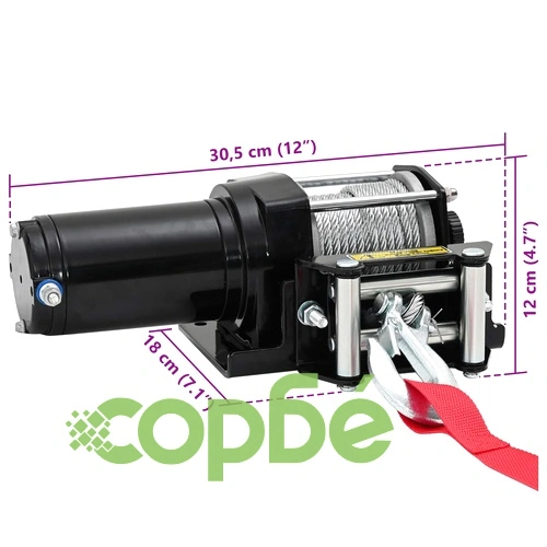 Електрическа лебедка ПВЦ, 1360 кг, 12V, Черна ➤ топ цена ➤ sorbe.bg