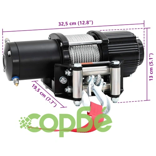 Електрическа лебедка ПВЦ, Черна, 12V, 4500 lbs, Кабел 15 м ➤ топ цена ➤ sorbe.bg