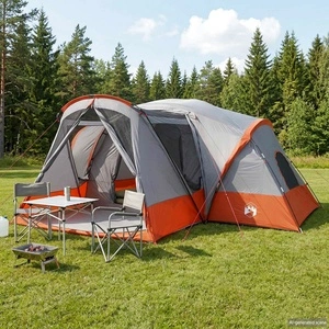 Къмпинг палатка Cabin 10-местна с водоустойчива наметка, 475 x 480 x 199 см