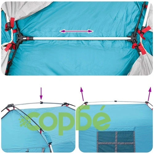 Палатка за къмпинг, водоустойчива, 4-местна, 312x288x187 см, Синя ➤ топ цена ➤ sorbe.bg