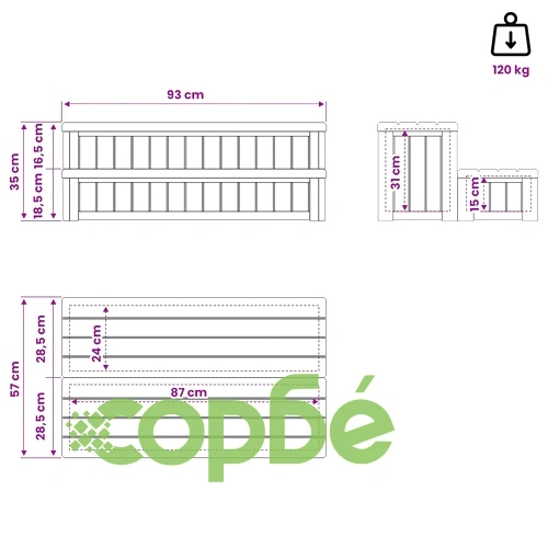 Стъпало за джакузи със съхранение, 2 степала, полипропилен, 93 x 57 x 35 см, черно ➤ топ цена ➤ sorbe.bg
