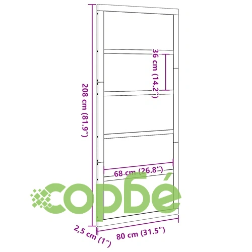 Врата за плевня 80 x 2,5 x 208 см, масивна борова дървесина ➤ топ цена ➤ sorbe.bg