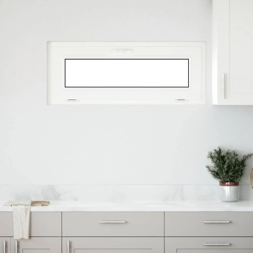 Прозорец за мазе RISOR 110 x 40 см, PVC и стъкло, Бял ➤ топ цена ➤ sorbe.bg