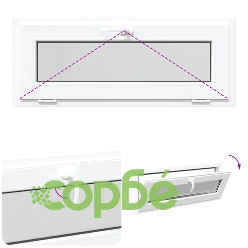 Прозорец за мазе RISOR 110 x 40 см, PVC и стъкло, Бял ➤ топ цена ➤ sorbe.bg